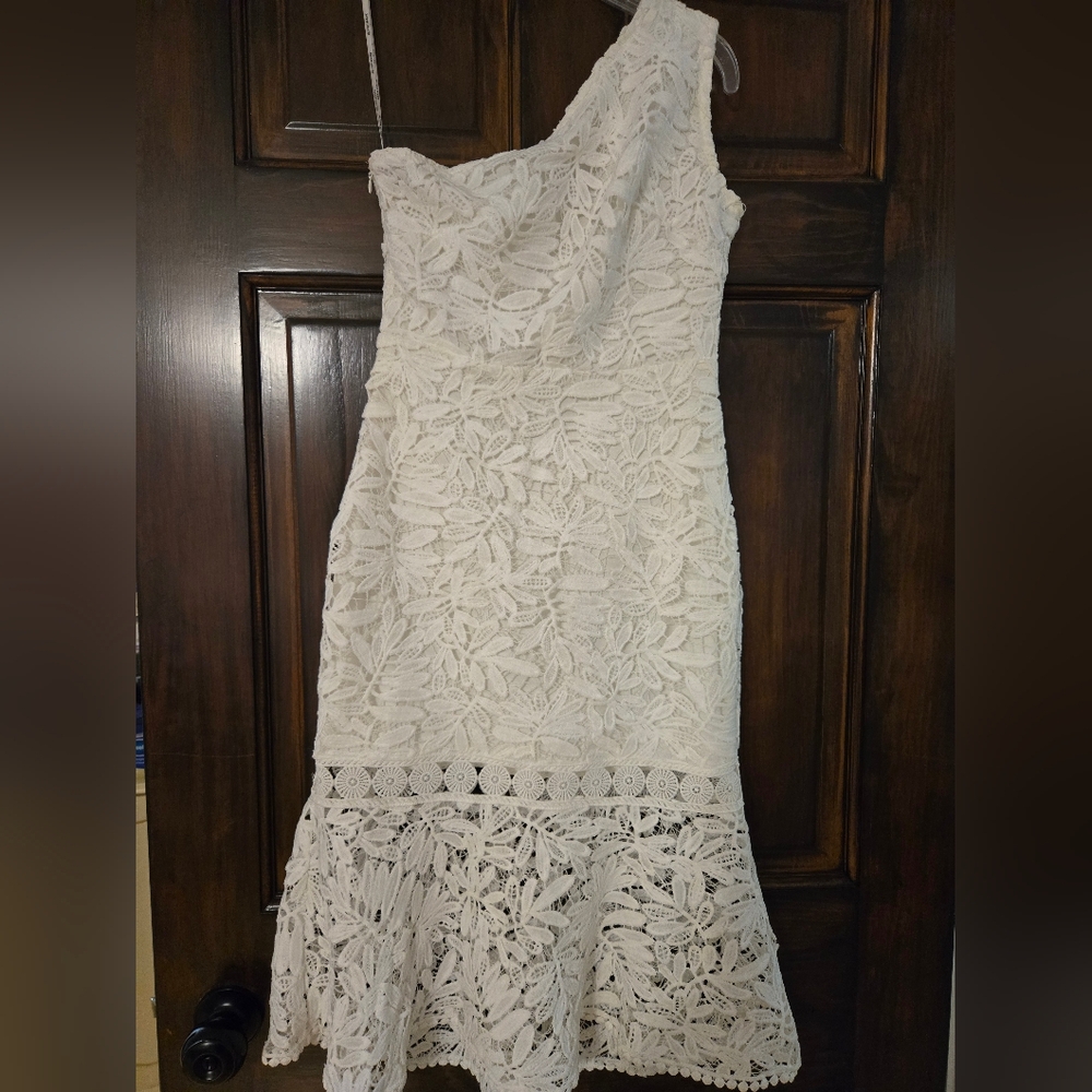 Blush Mark White Lace One-Shoulder Dress